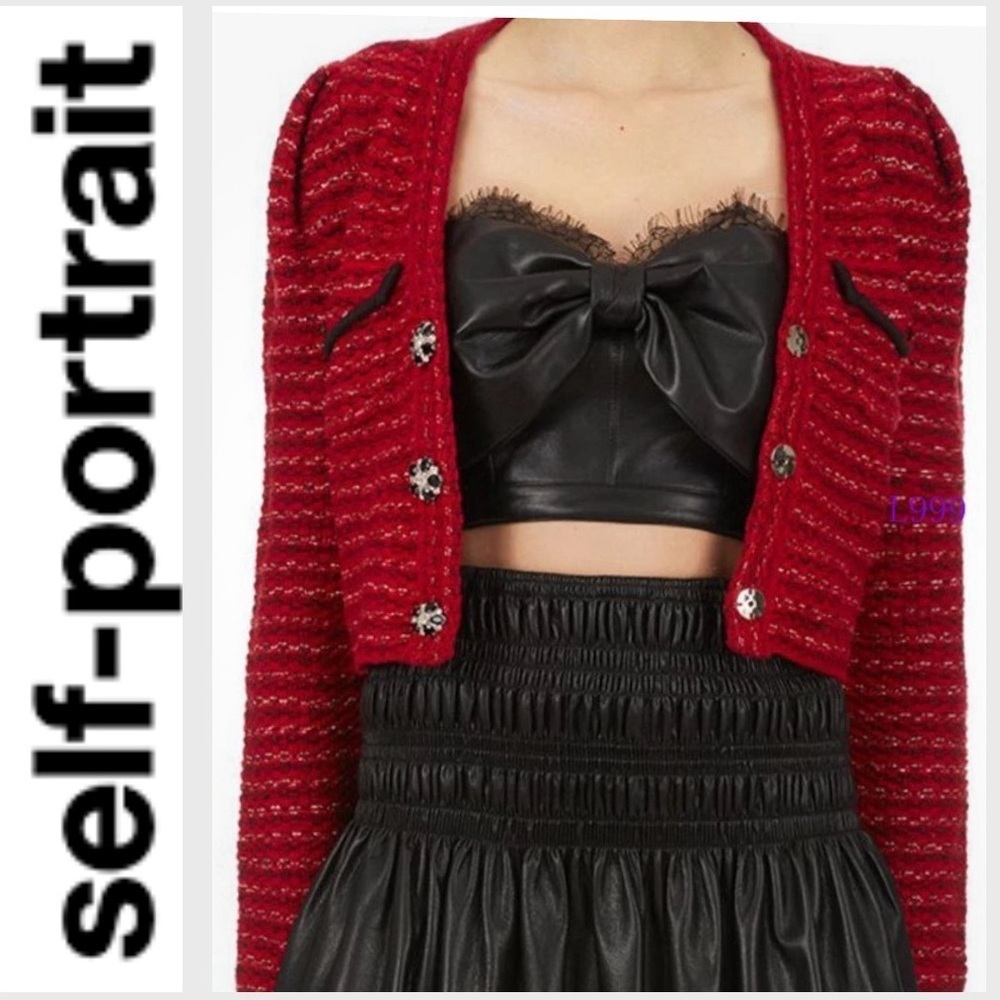 Self Portrait Diamanté Melange Cardigan  M